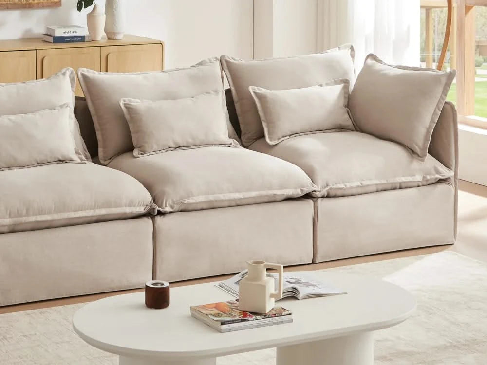 Lifely Modular 4 Seater Sofa Ottoman - Linen Beige