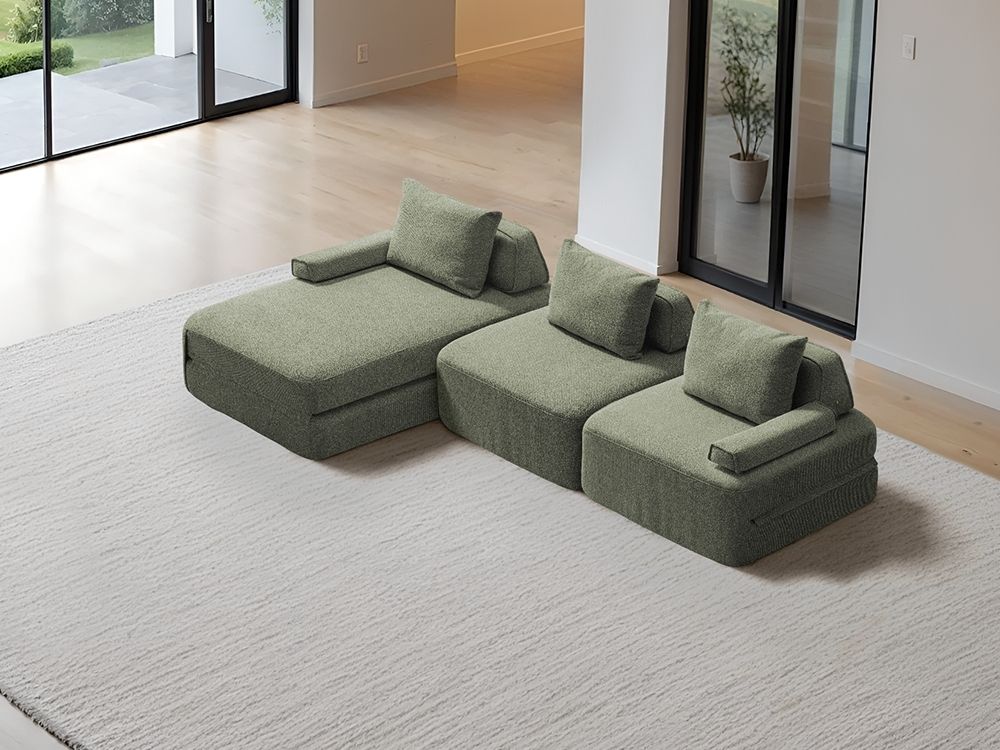 Cushie Modular 3-Seater Chaise (3m) - Sage