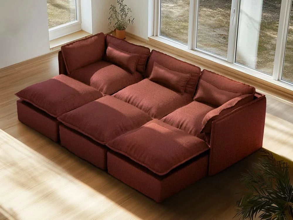 Lifely Modular 3 Seater Sofa Bed - Rust