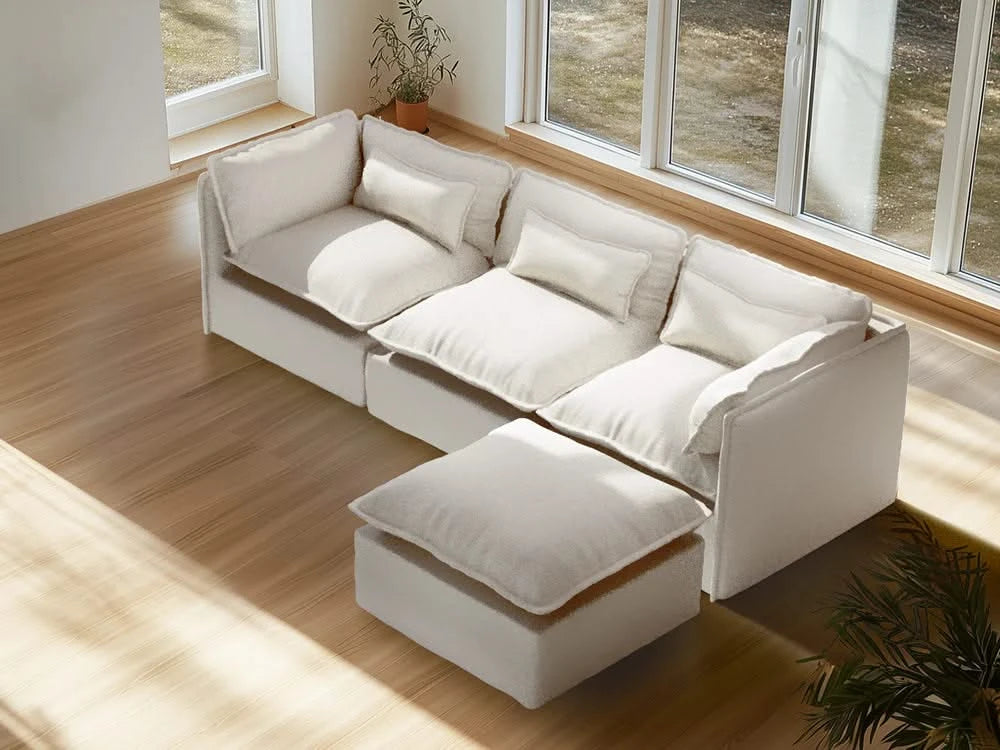 Lifely Modular 8 Seater U Sectional Sofa - White Boucle