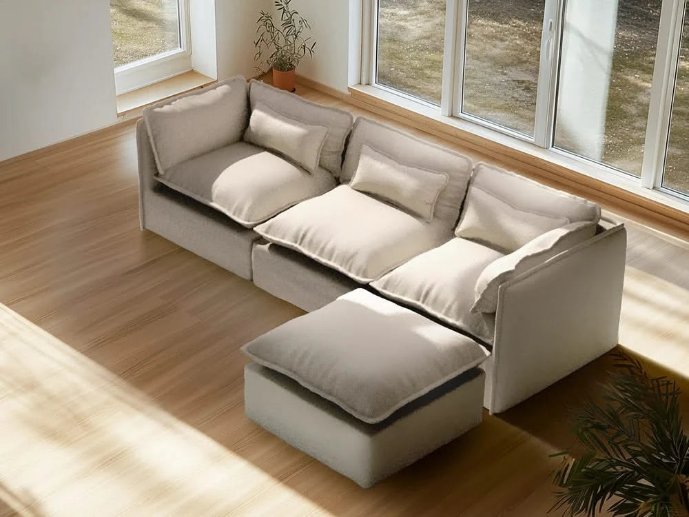 Lifely Modular 8 Seater U Sectional Sofa Ottoman - Linen Beige