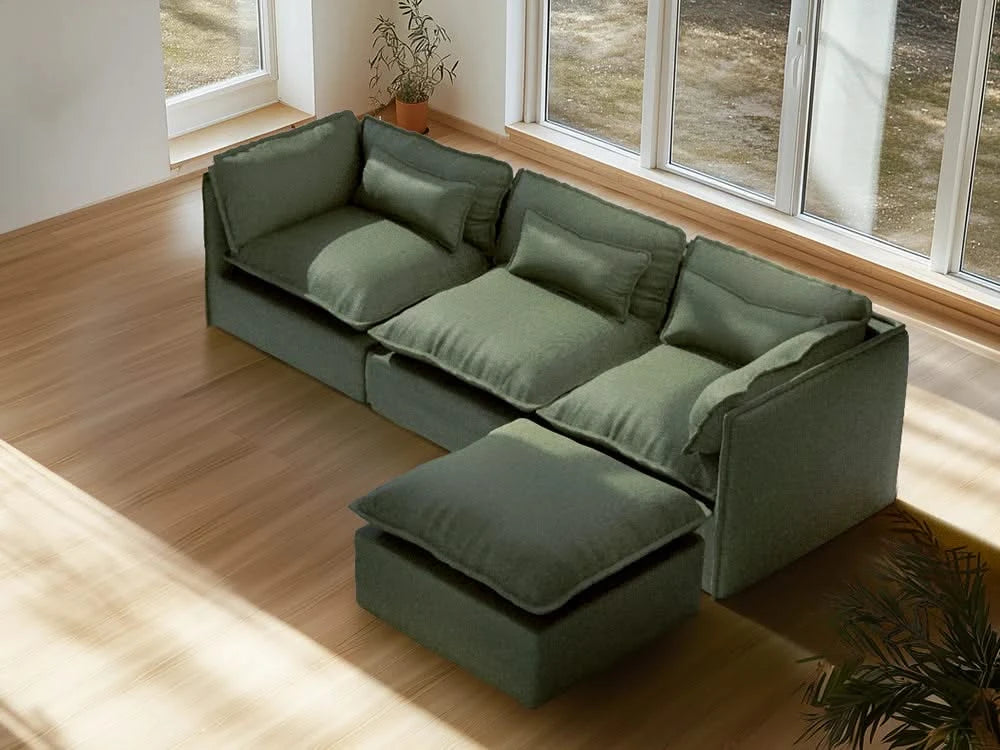 Lifely Modular 8 Seater U Sectional Sofa - Olive Green