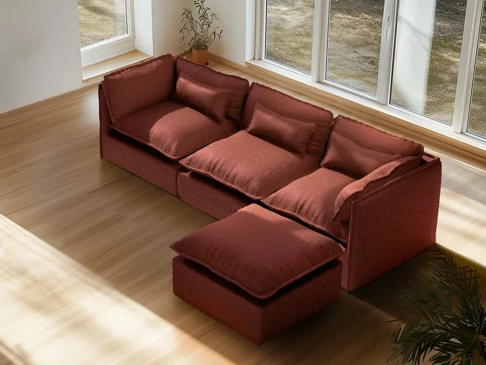 Lifely Modular 8 Seater U Sectional Sofa Ottoman - Rust