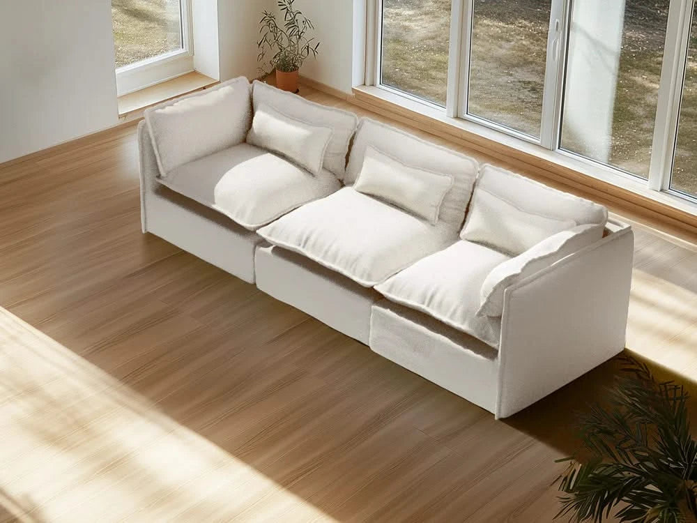 Lifely Modular 3 Seater U Sectional Sofa - White Boucle