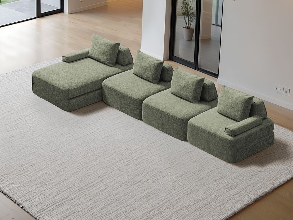 Cushie Modular 4-Seater Chaise (4.01m) - Sage