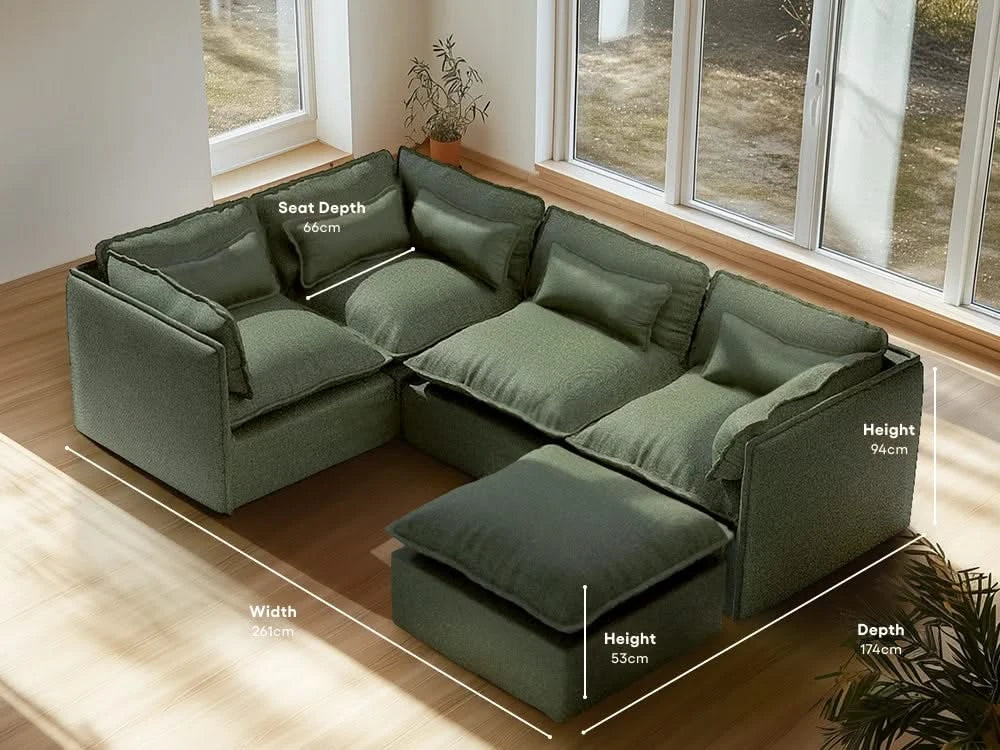 Lifely Modular 3 Seater Sofa Bed - Olive Green