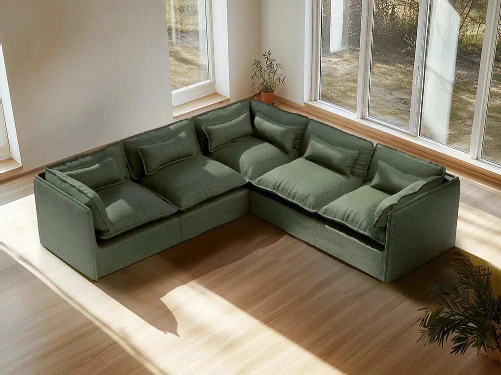 Lifely Modular 4 Seater Sofa Ottoman - Olive Green