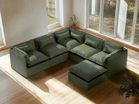 Lifely Modular 4 Seater U Sectional Sofa - Olive Green