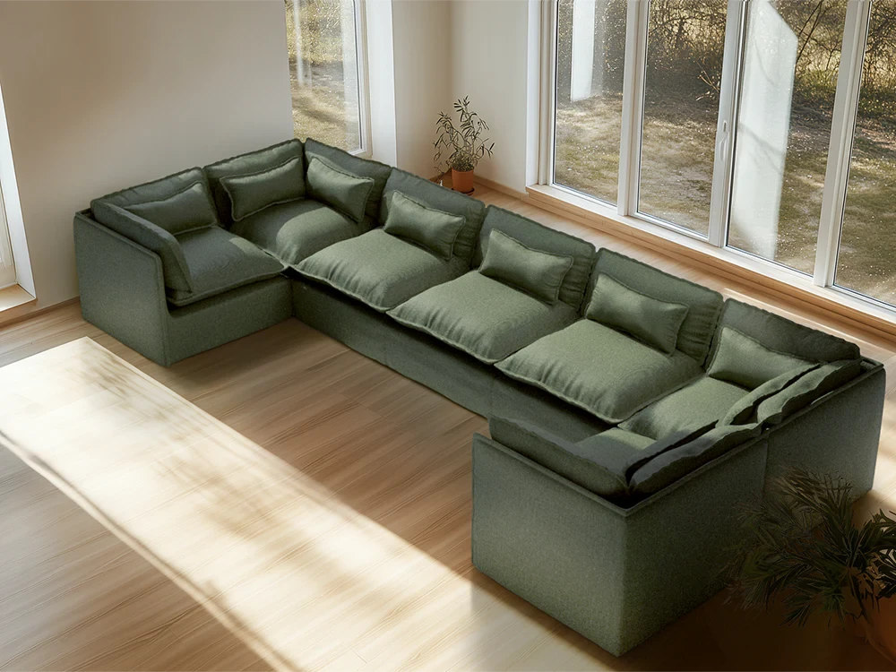 Lifely Modular 4 Seater Sofa Ottoman - Olive Green