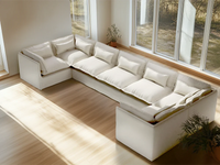 Lifely Modular 5 Seater Corner Sofa Ottoman - White Boucle