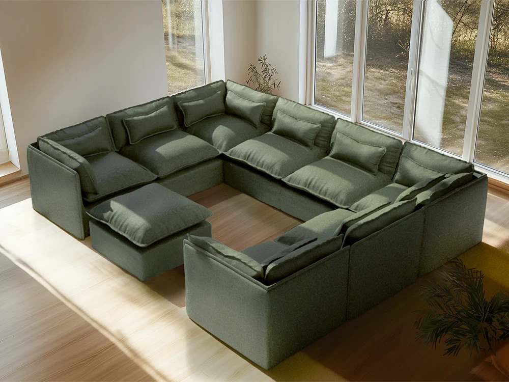 Lifely Modular 5 Seater Corner Sofa - Olive Green