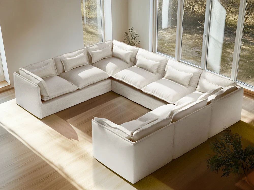 Lifely Modular 8 Seater U-Sectional - White Boucle