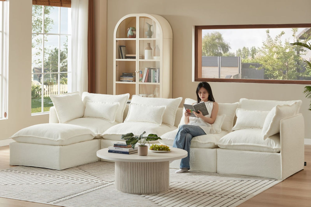 Lifely Ottoman - White Boucle
