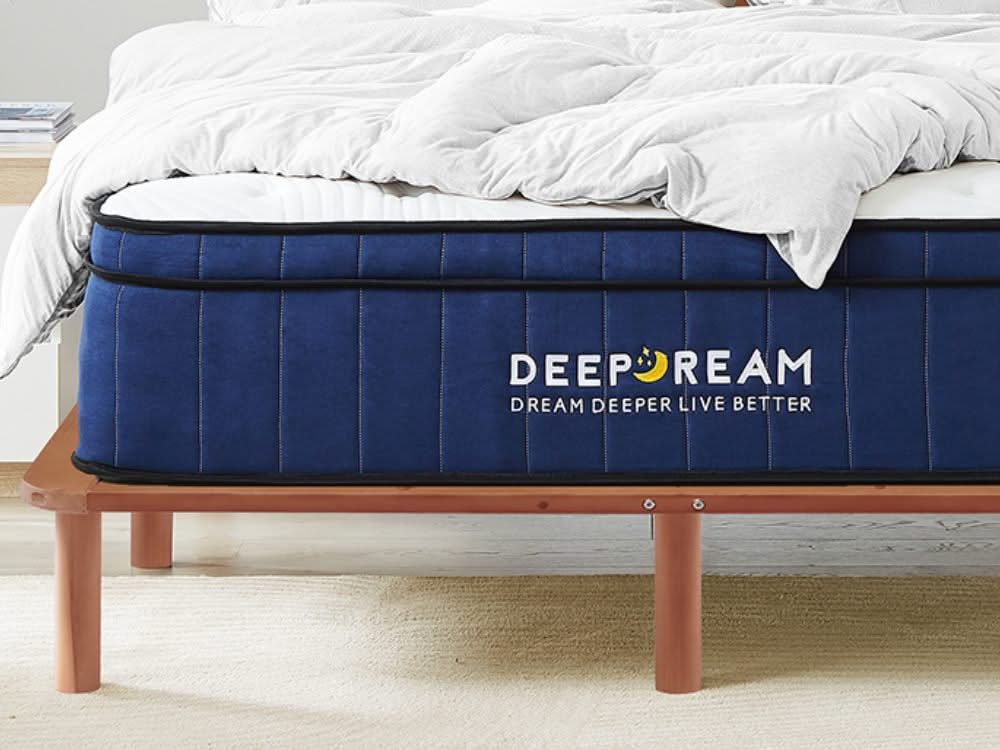 Cali Bed Frame Premium mattress combo - Walnut
