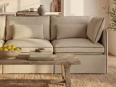 Cream With Brown Piping / Ottoman