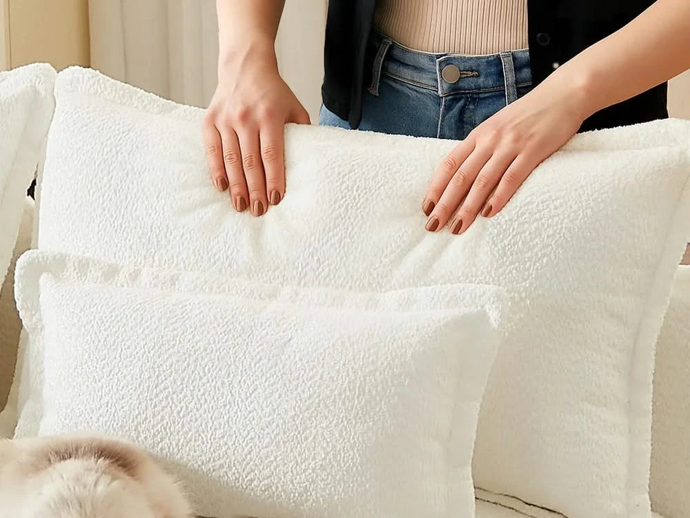 Lifely Modular 8 Seater U Sectional Sofa - White Boucle