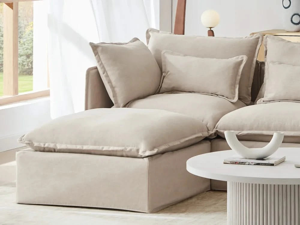 Lifely Modular 8 Seater U Sectional Sofa Ottoman - Linen Beige