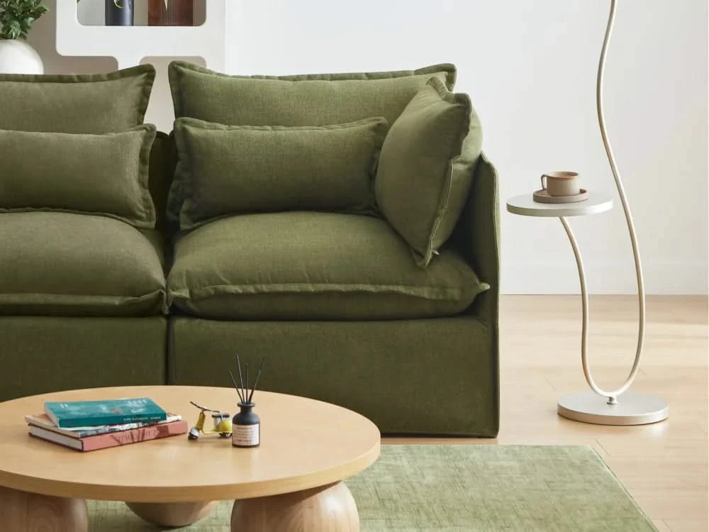 Lifely Modular 2 Seater Sofa Ottoman - Olive Green