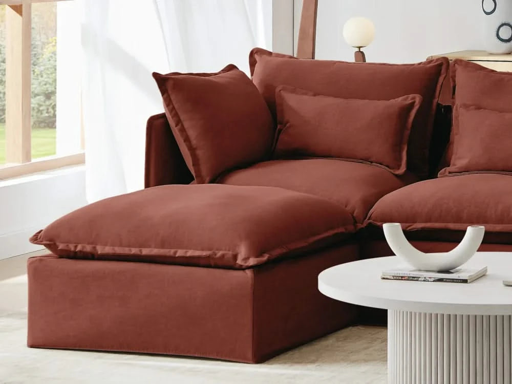 Lifely Modular 8 Seater U Sectional Sofa Ottoman - Rust