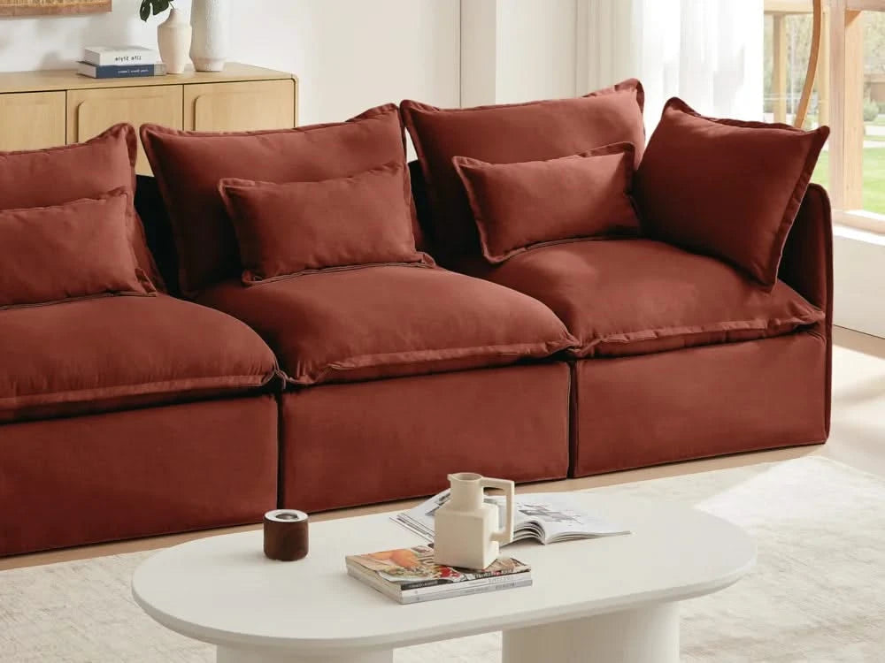 Lifely Modular 8 Seater U Sectional Sofa Ottoman - Rust