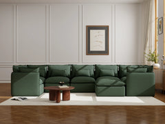 7 Seater / U-Sectional + Ottoman / Dark Green