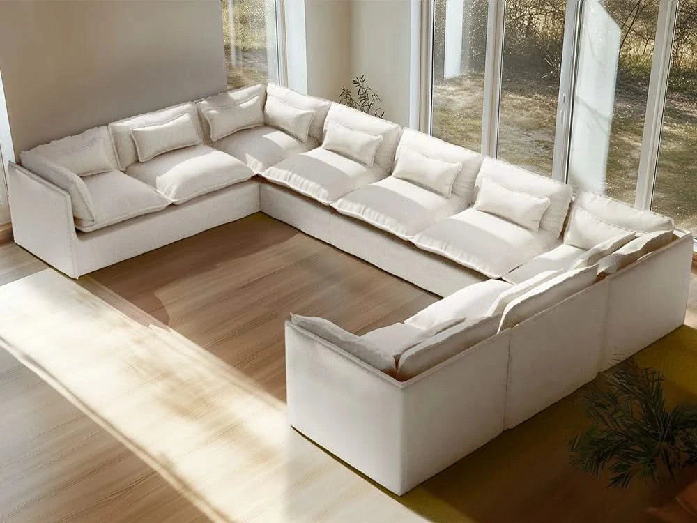 Lifely Modular 9 Seater U-Sectional - White Boucle