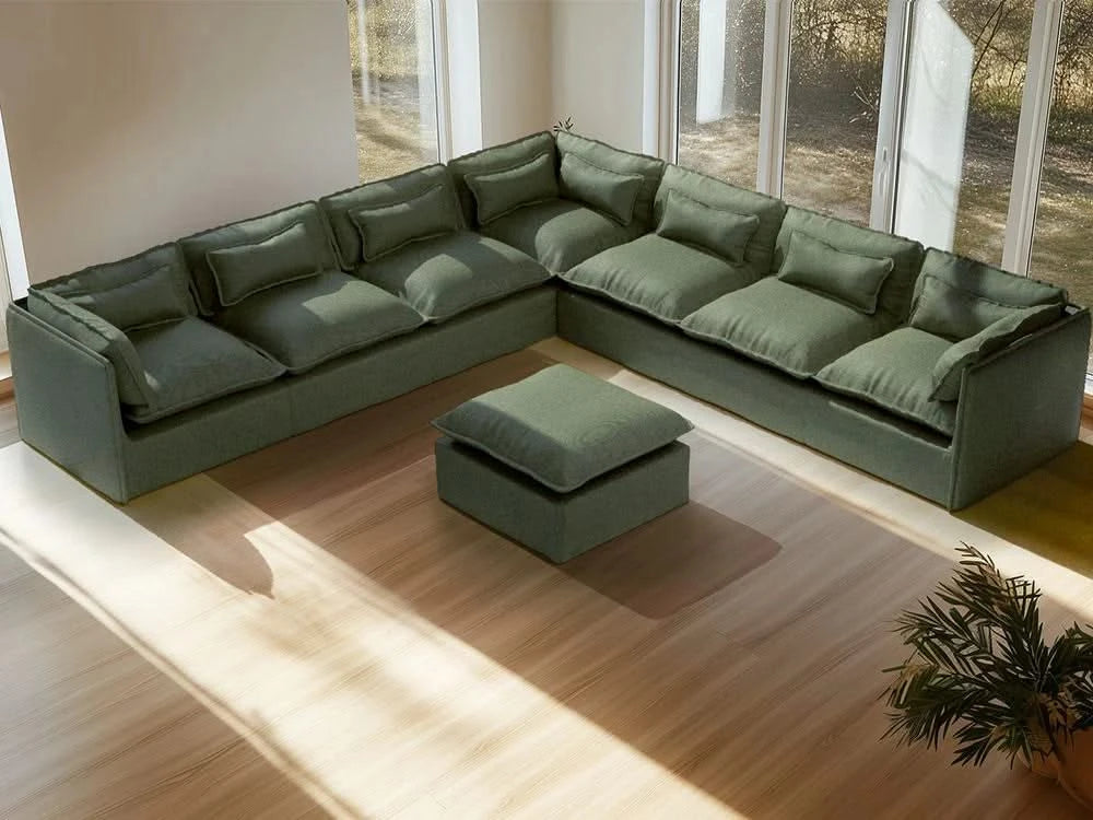 Lifely Modular 7 Seater U Sectional Sofa - Olive Green