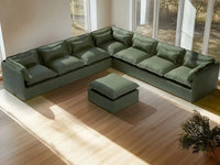 Lifely Modular 7 Seater U Sectional Sofa - Olive Green