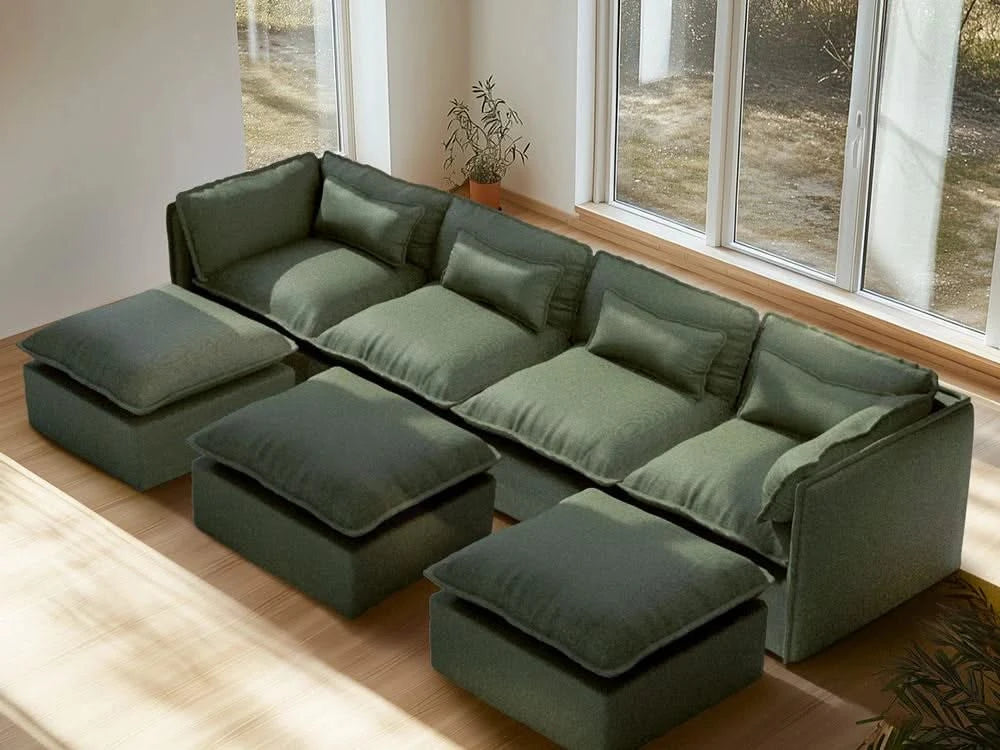 Lifely Modular 3 Seater Sofa Bed - Olive Green