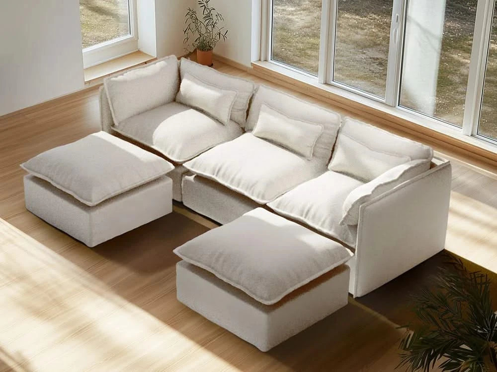 Lifely Modular 3 Seater Sofa Bed - White Boucle