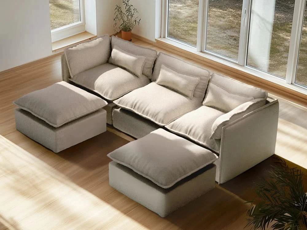 Lifely Modular 2 Seater Sofa Ottoman - Linen Beige