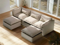 Lifely Modular 2 Seater Sofa Ottoman - Linen Beige