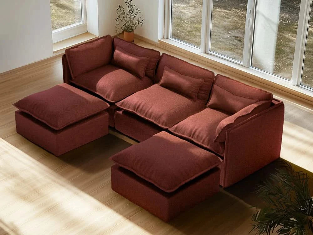 Lifely Modular 3 Seater Sofa Ottoman - Rust
