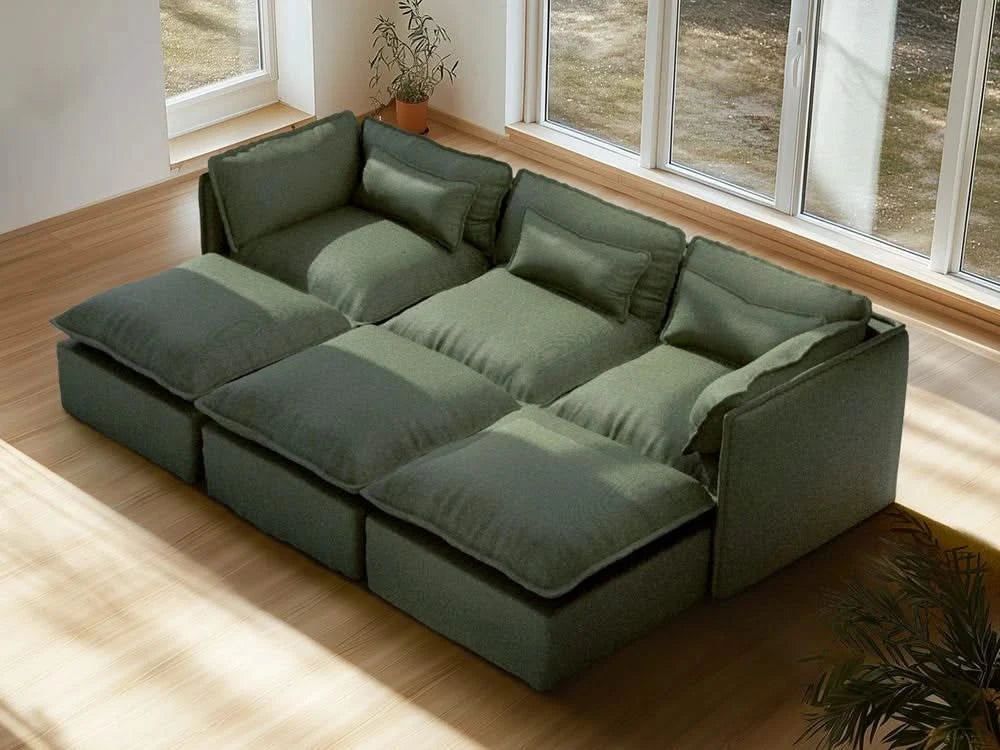 Lifely Modular 2 Seater Sofa Bed - Olive Green